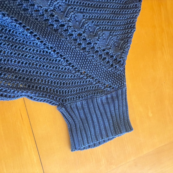 Free People XS To The Point purple open net oversized, crop short sleeve sweater - Picture 6 of 10